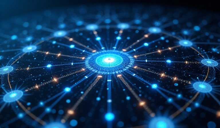 Wizualizacja danych cyfrowych, reprezentowana przez bity i bajty, przepływające przez sieć, z podkreślonymi elementami ochrony i prywatności.